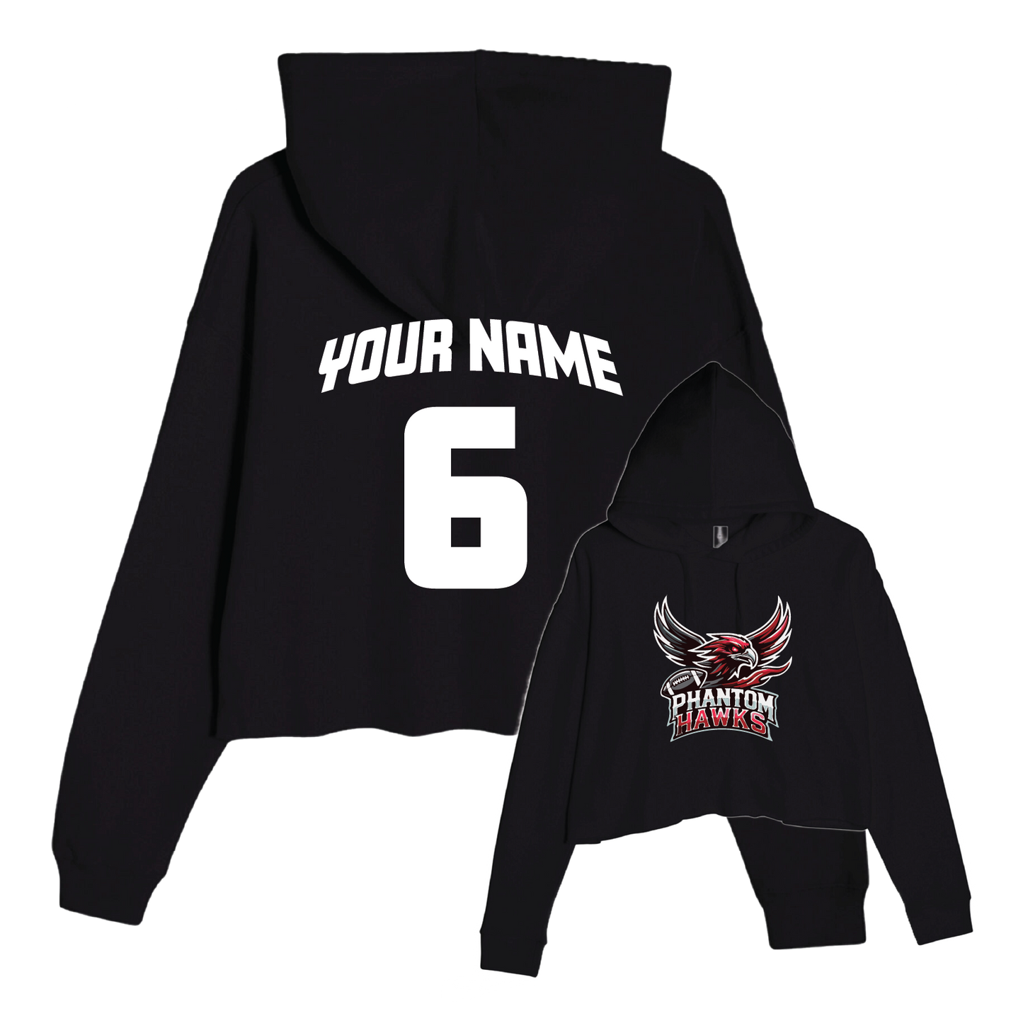 MVPW Phantom Hawks - Women's Crop Hoodie (with Personalized Jersey Back)