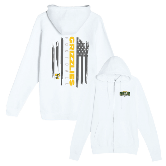 TVPW - 9U GRIZZLIES FOOTBALL - (Flag) Zip Up Hoodie (Adult Unisex)