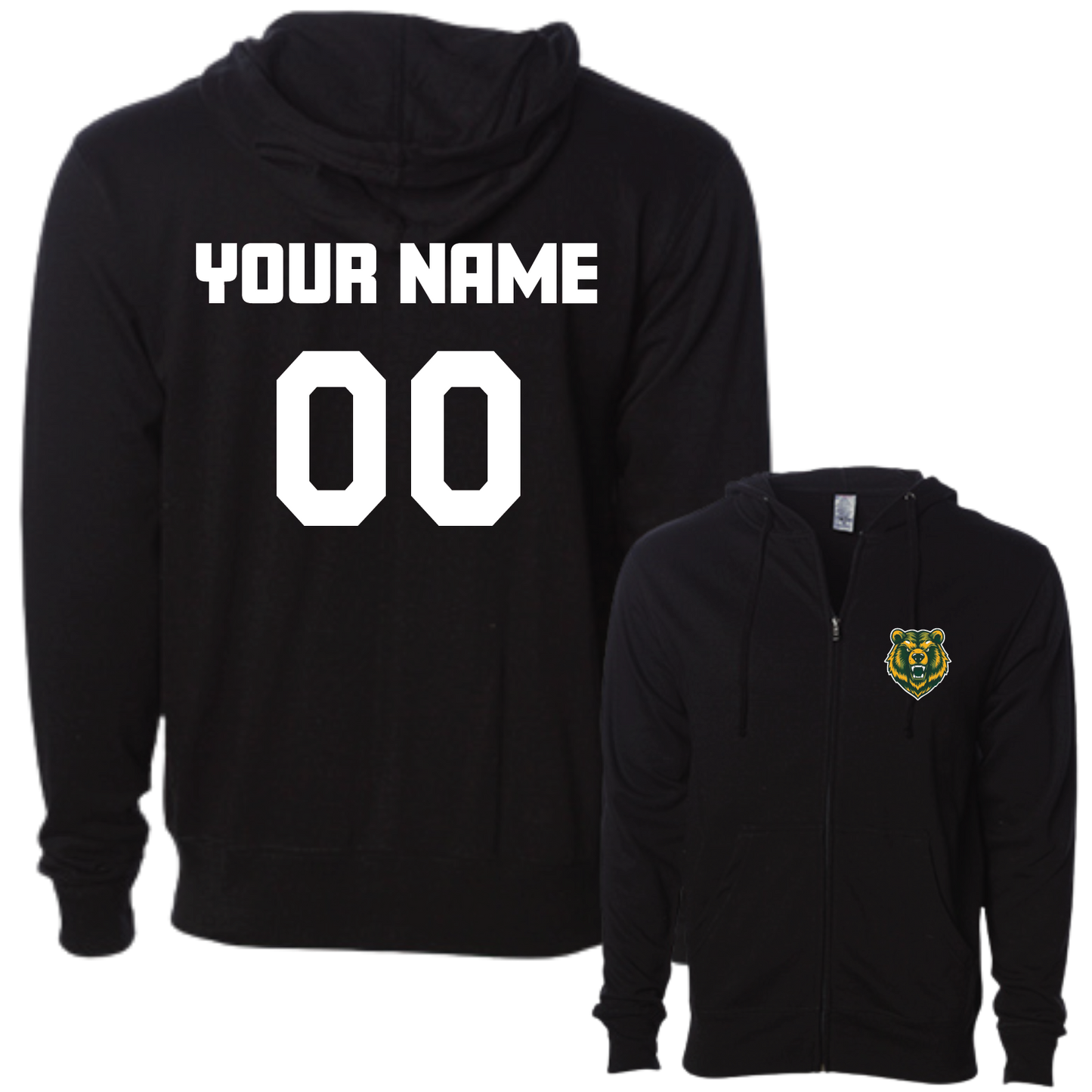 TVPW SAVAGE BEARS - Zip Up Hoodie (Adult Unisex) (with Personalized Jersey Back)