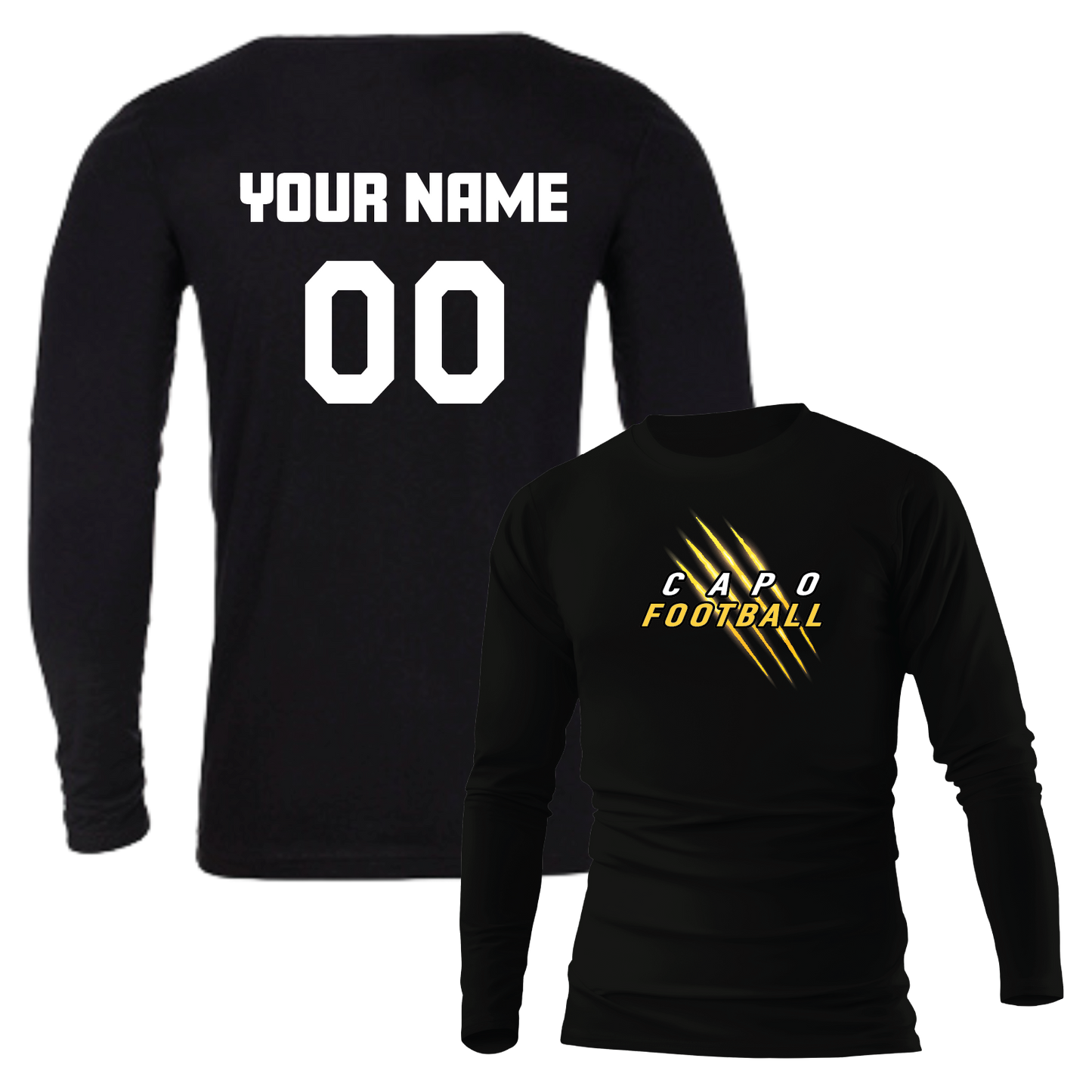 CAPO FOOTBALL - Cougar Claw - Long Sleeve Tee (Unisex) (with Personalized Jersey Back)