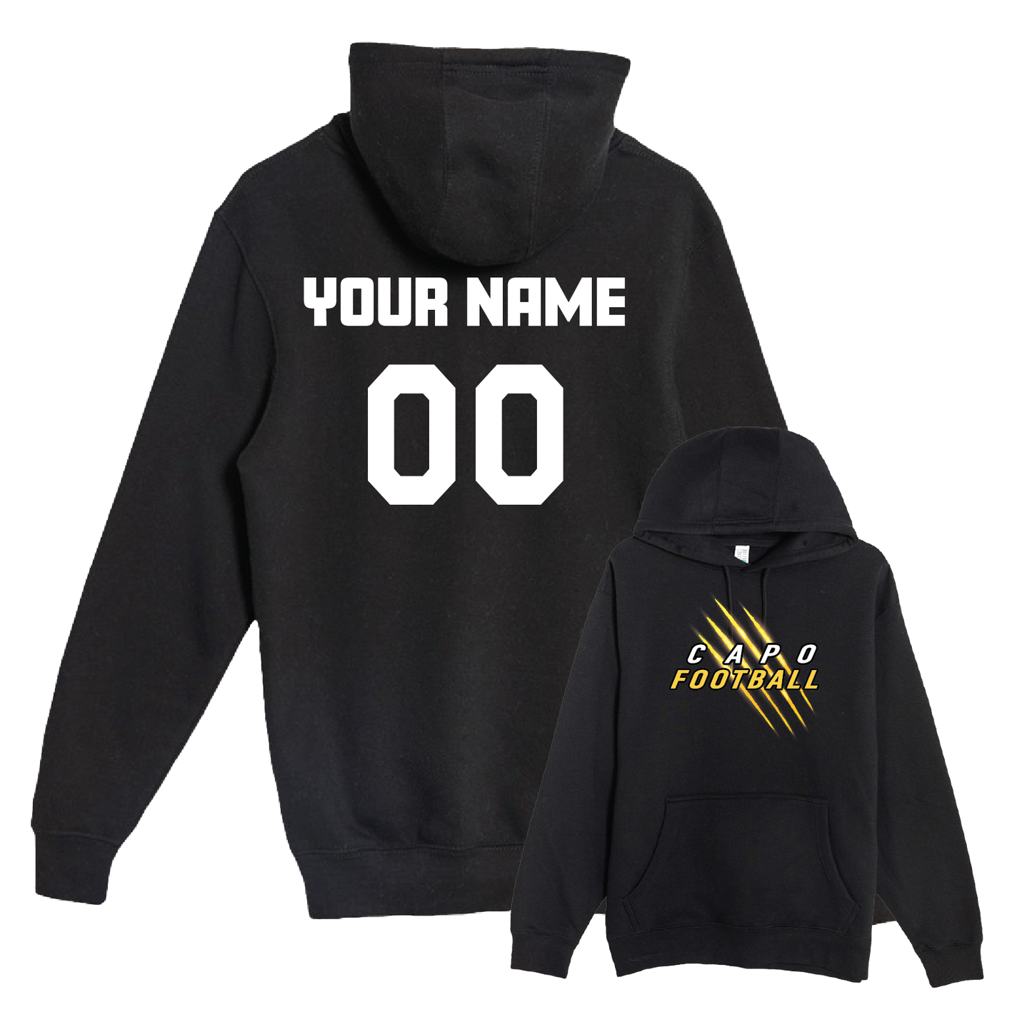 CAPO FOOTBALL - Cougar Claw - Pullover Hoodie (with Personalized Jersey Back)