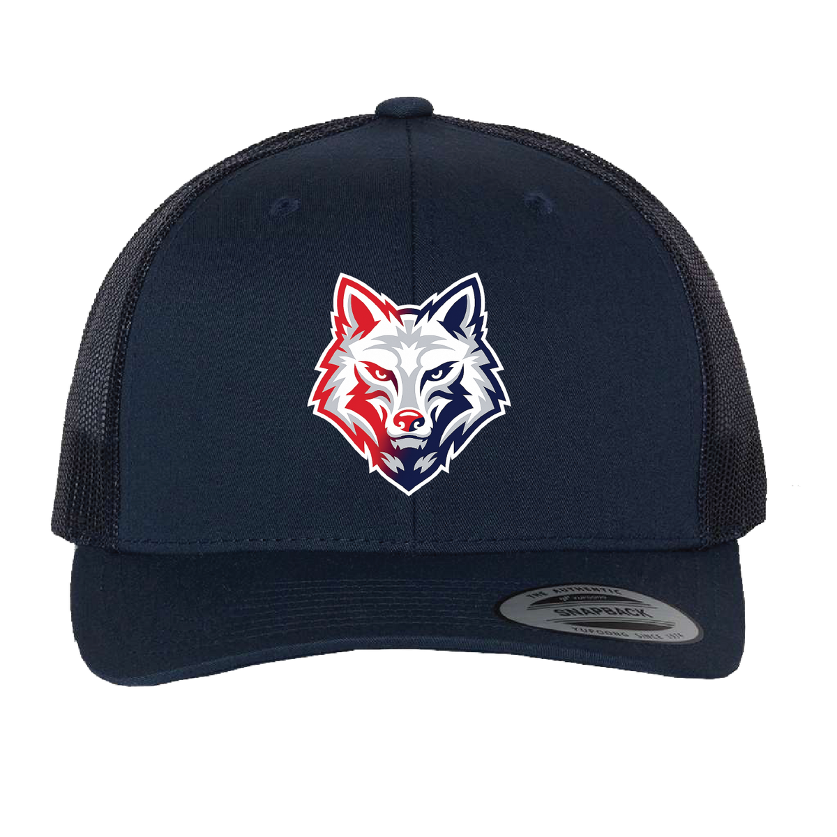 GREAT OAK H.S. MENS SOCCER -  (Wolf Logo) Curve Bill Hat (Snapback Trucker Style)