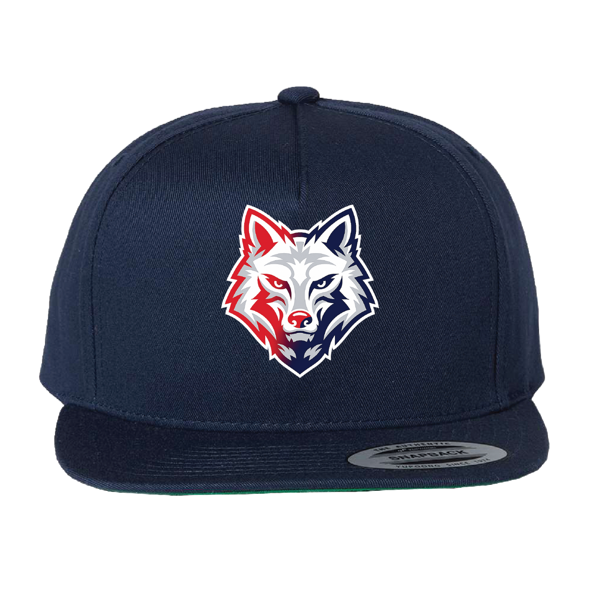 GREAT OAK H.S. MENS SOCCER - (Wolf Logo) Flat Bill Hat (Snapback)