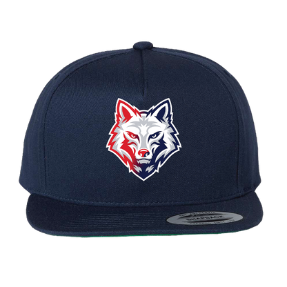 GREAT OAK H.S. MENS SOCCER - (Wolf Logo) Flat Bill Hat (Snapback)