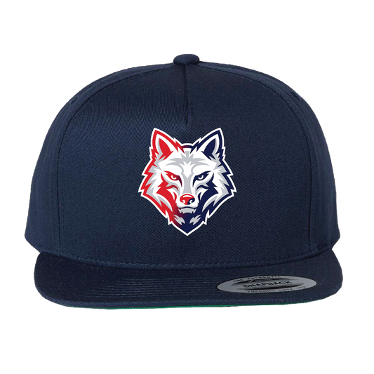 GREAT OAK H.S. MENS SOCCER - (Wolf Logo) Flat Bill Hat (Snapback)