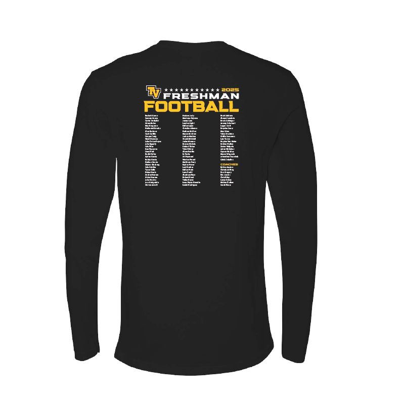 TVHS FOOTBALL - Gridiron Shield - Long Sleeve Tee (Optional: Add Team Roster)