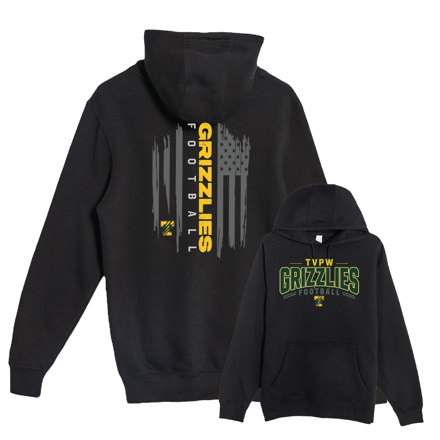 TVPW - 9U GRIZZLIES FOOTBALL - (Flag) Pullover Hoodie (Unisex)
