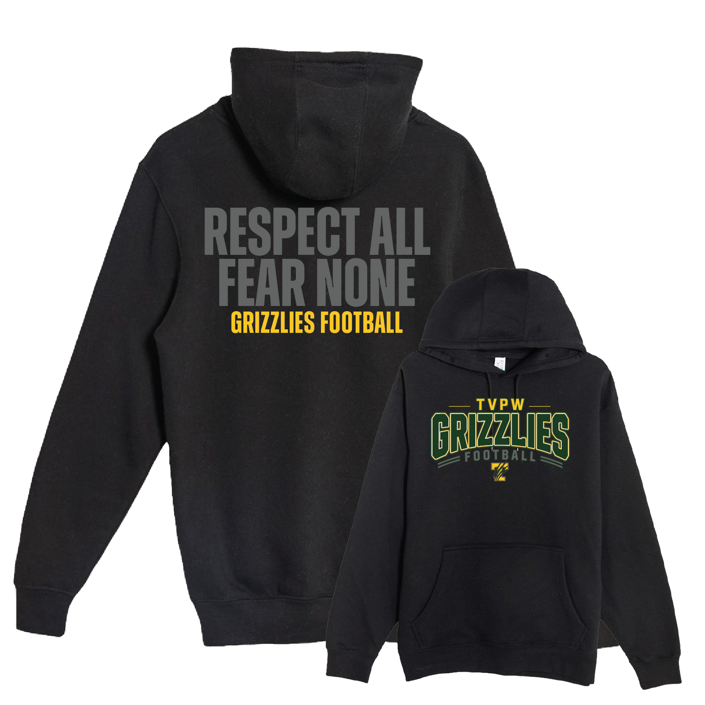 TVPW - 9U GRIZZLIES FOOTBALL - (Respect) Pullover Hoodie (Unisex)