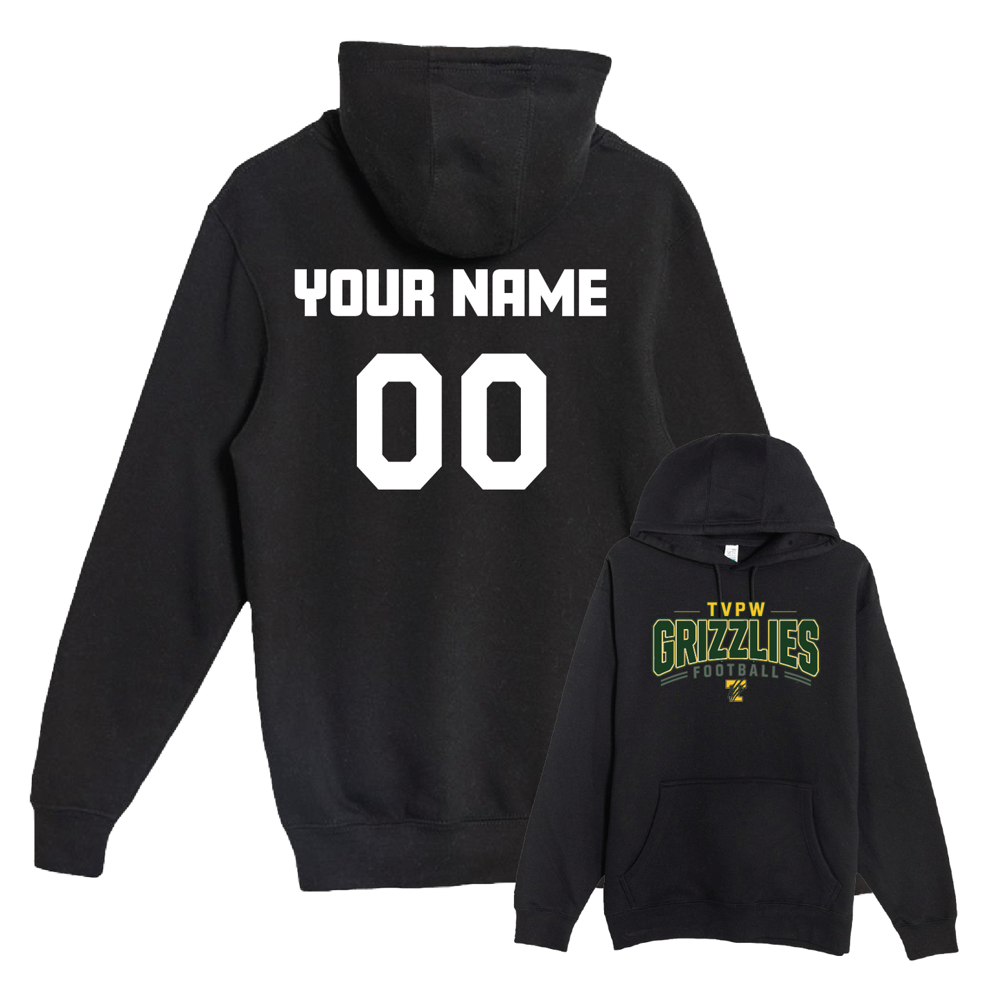 TVPW - 9U GRIZZLIES FOOTBALL - (Flag) Pullover Hoodie (Unisex)