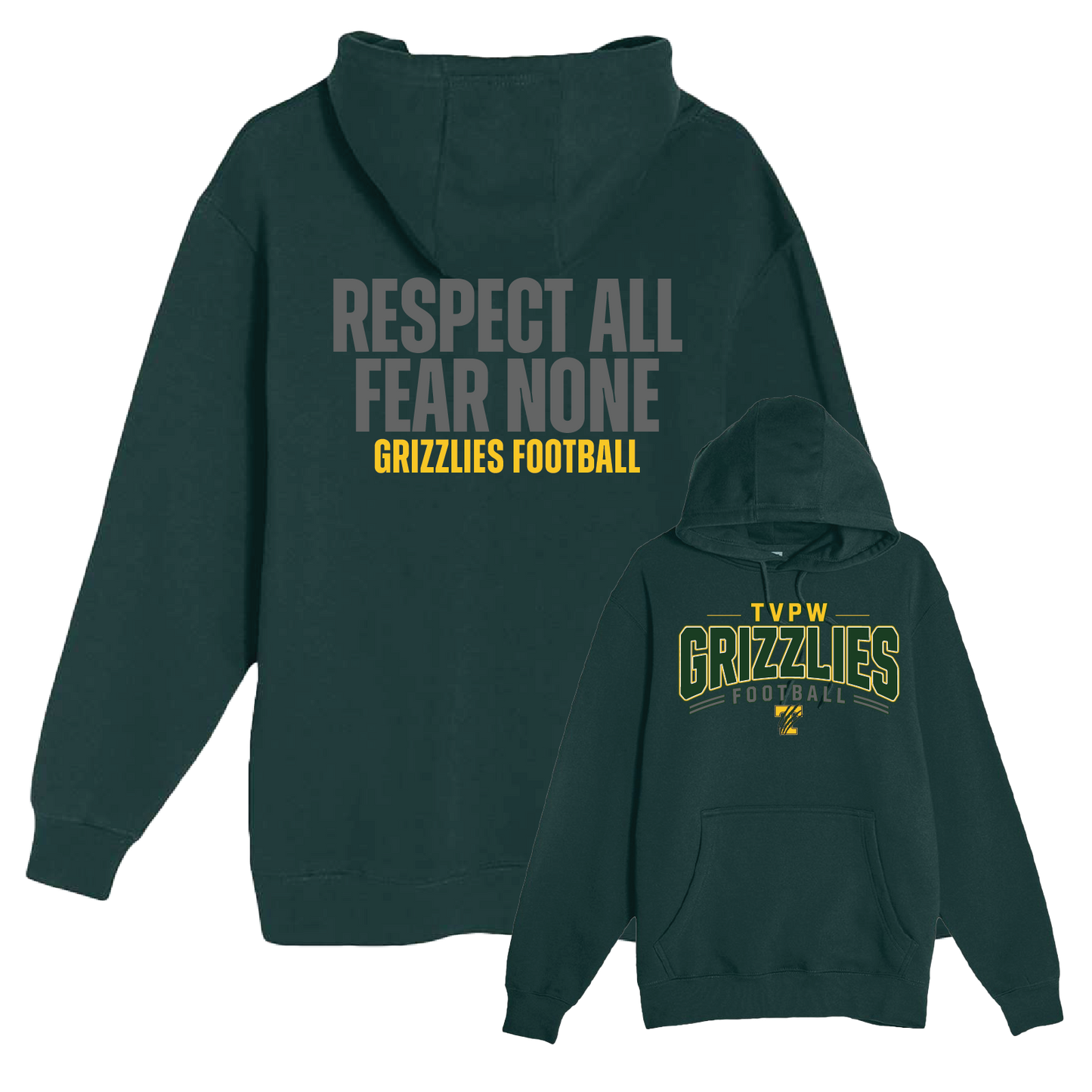 TVPW - 9U GRIZZLIES FOOTBALL - (Respect) Pullover Hoodie (Unisex)