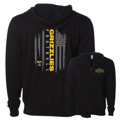 TVPW - 9U GRIZZLIES FOOTBALL - (Flag) Zip Up Hoodie (Adult Unisex)