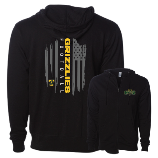 TVPW - 9U GRIZZLIES FOOTBALL - (Flag) Zip Up Hoodie (Adult Unisex)