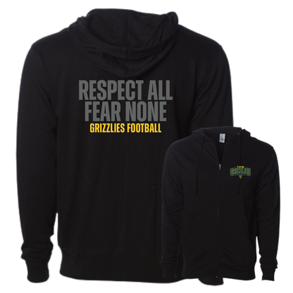 TVPW - 9U GRIZZLIES FOOTBALL - (Respect) Zip Up Hoodie (Adult Unisex)