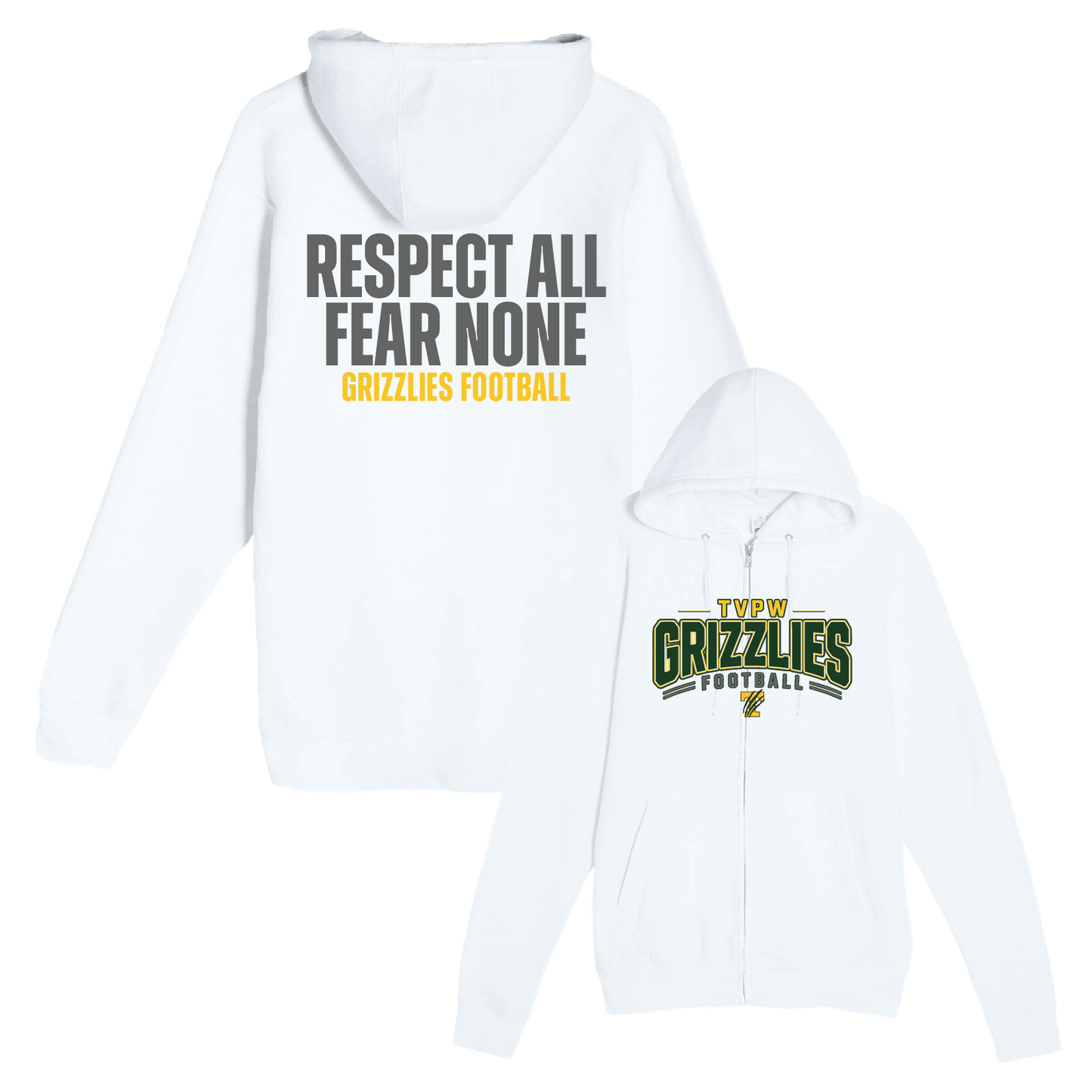 TVPW - 9U GRIZZLIES FOOTBALL - (Respect) Pullover Hoodie (Unisex)