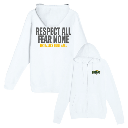 TVPW - 9U GRIZZLIES FOOTBALL - (Respect) Zip Up Hoodie (Adult Unisex)