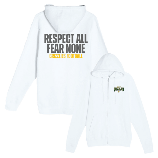 TVPW - 9U GRIZZLIES FOOTBALL - (Respect) Zip Up Hoodie (Adult Unisex)