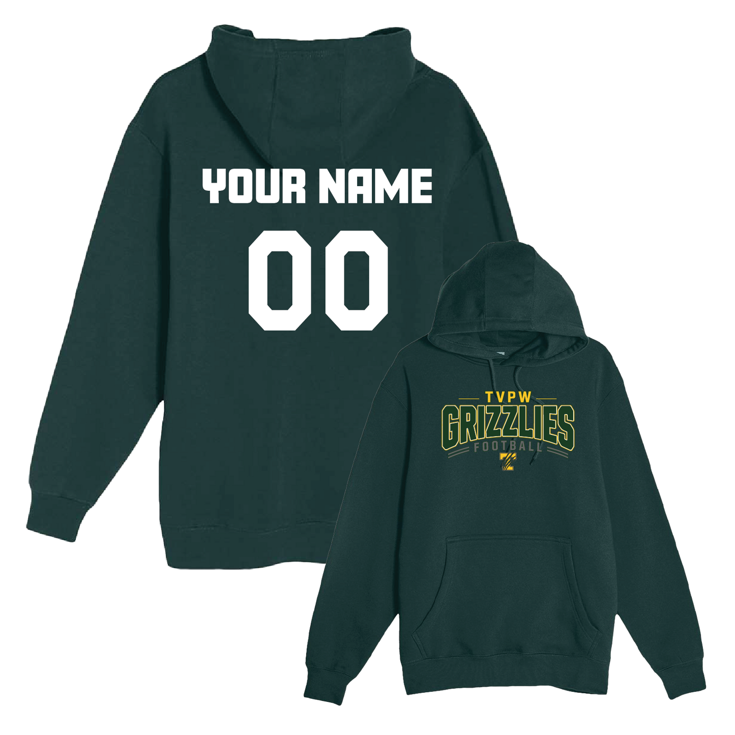 TVPW - 9U GRIZZLIES FOOTBALL - (Flag) Pullover Hoodie (Unisex)