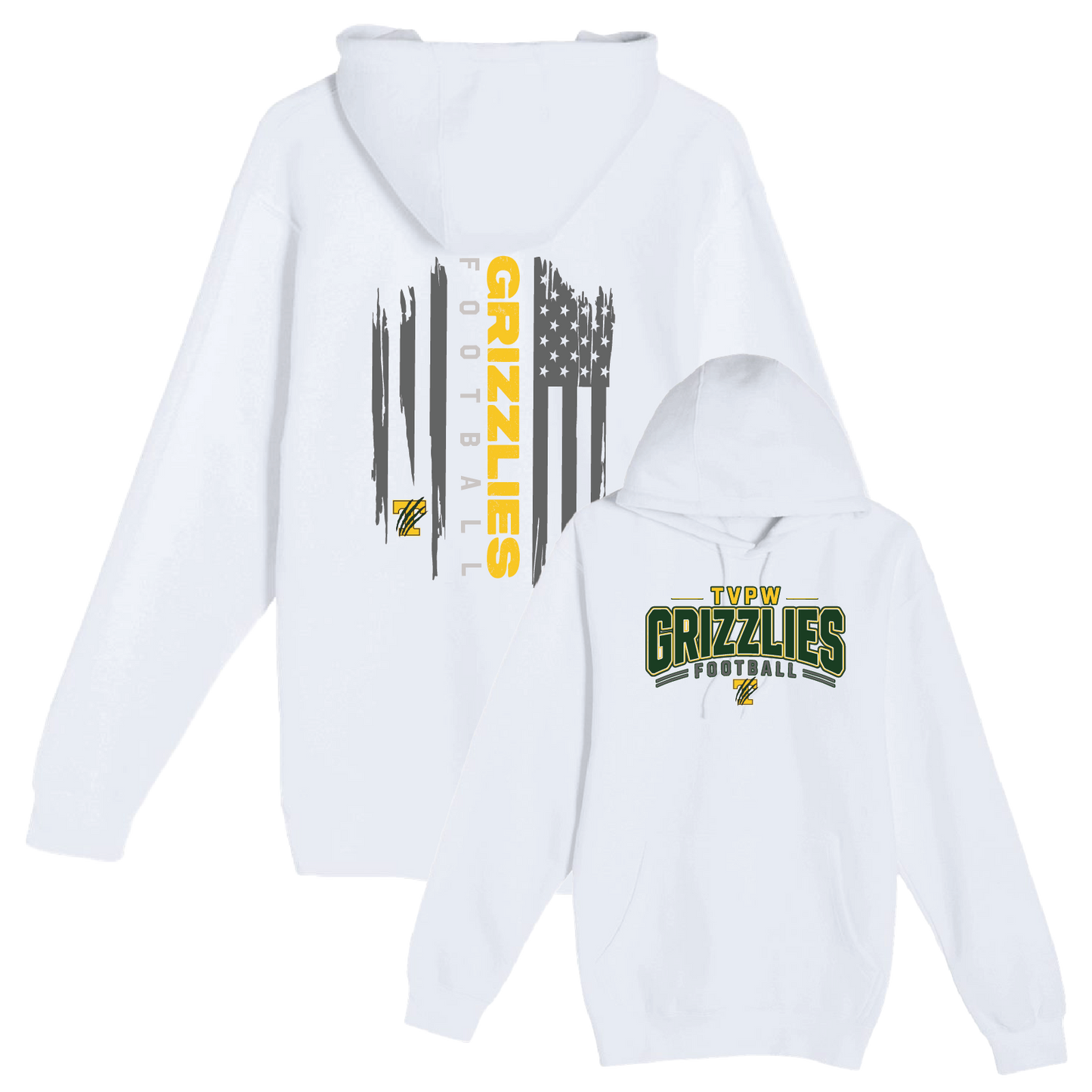 TVPW - 9U GRIZZLIES FOOTBALL - (Flag) Pullover Hoodie (Unisex)