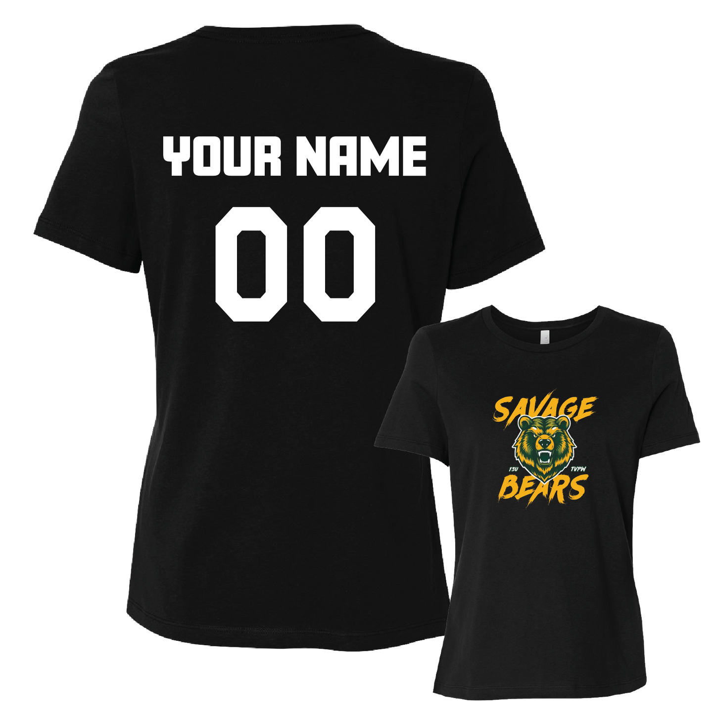 TVPW SAVAGE BEARS - Women's Short Sleeve Tee (with Personalized Jersey Back)