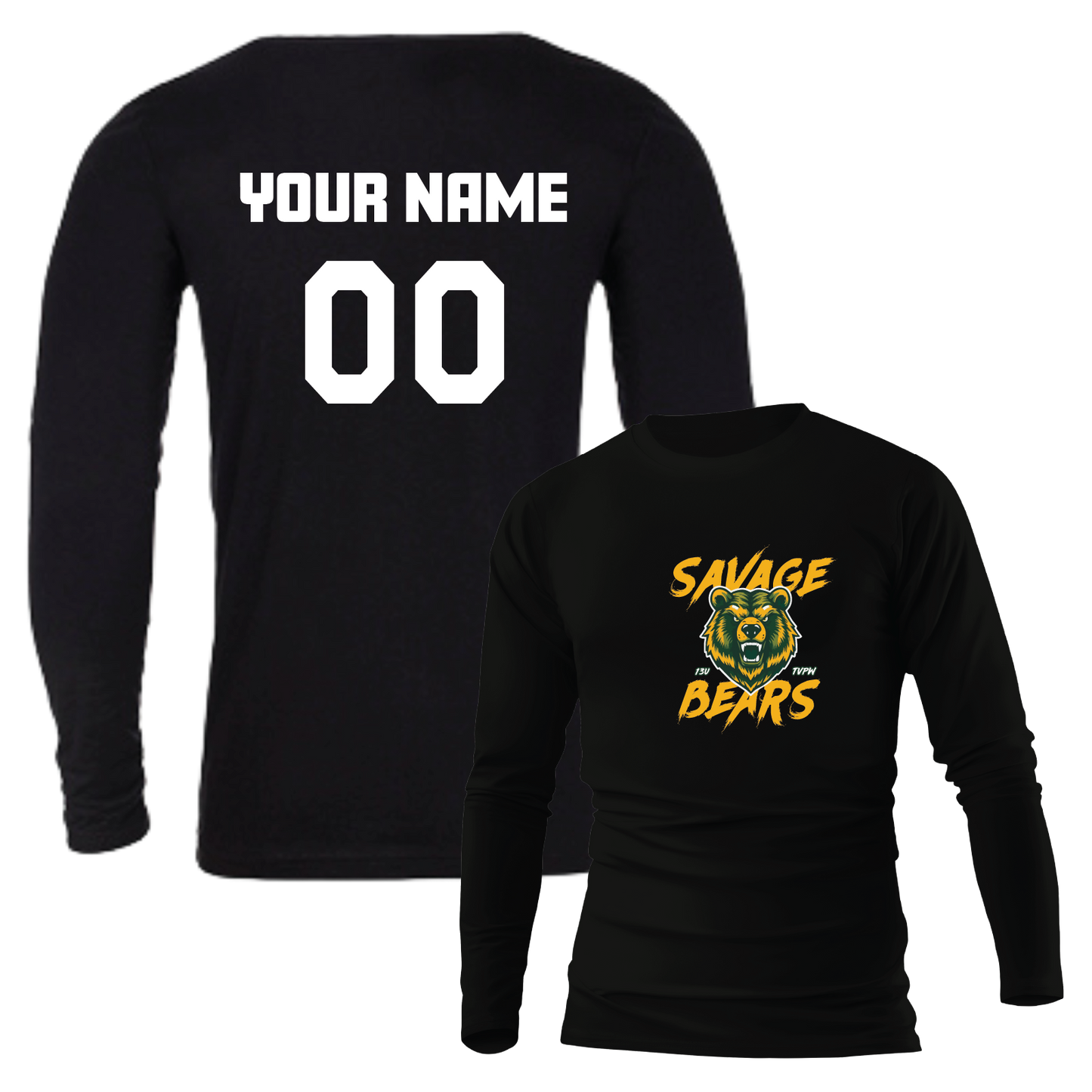 TVPW SAVAGE BEARS - Long Sleeve Tee (Unisex) (with Personalized Jersey Back)