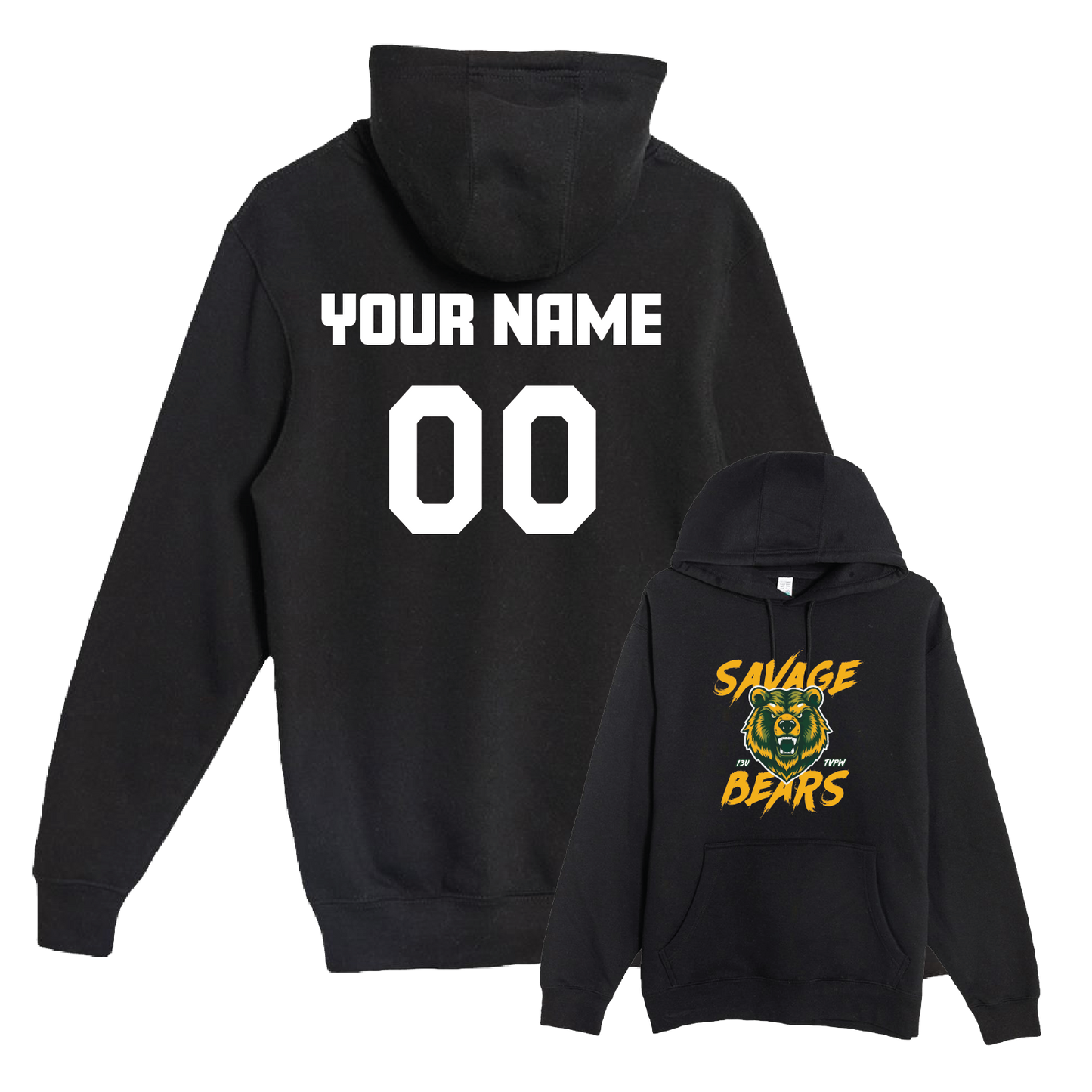TVPW SAVAGE BEARS - Pullover Hoodie (with Personalized Jersey Back)