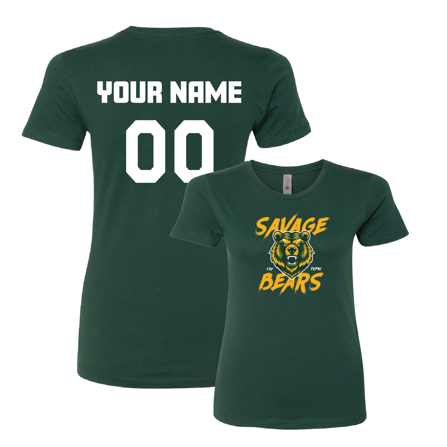 TVPW SAVAGE BEARS - Women's Short Sleeve Tee (with Personalized Jersey Back)