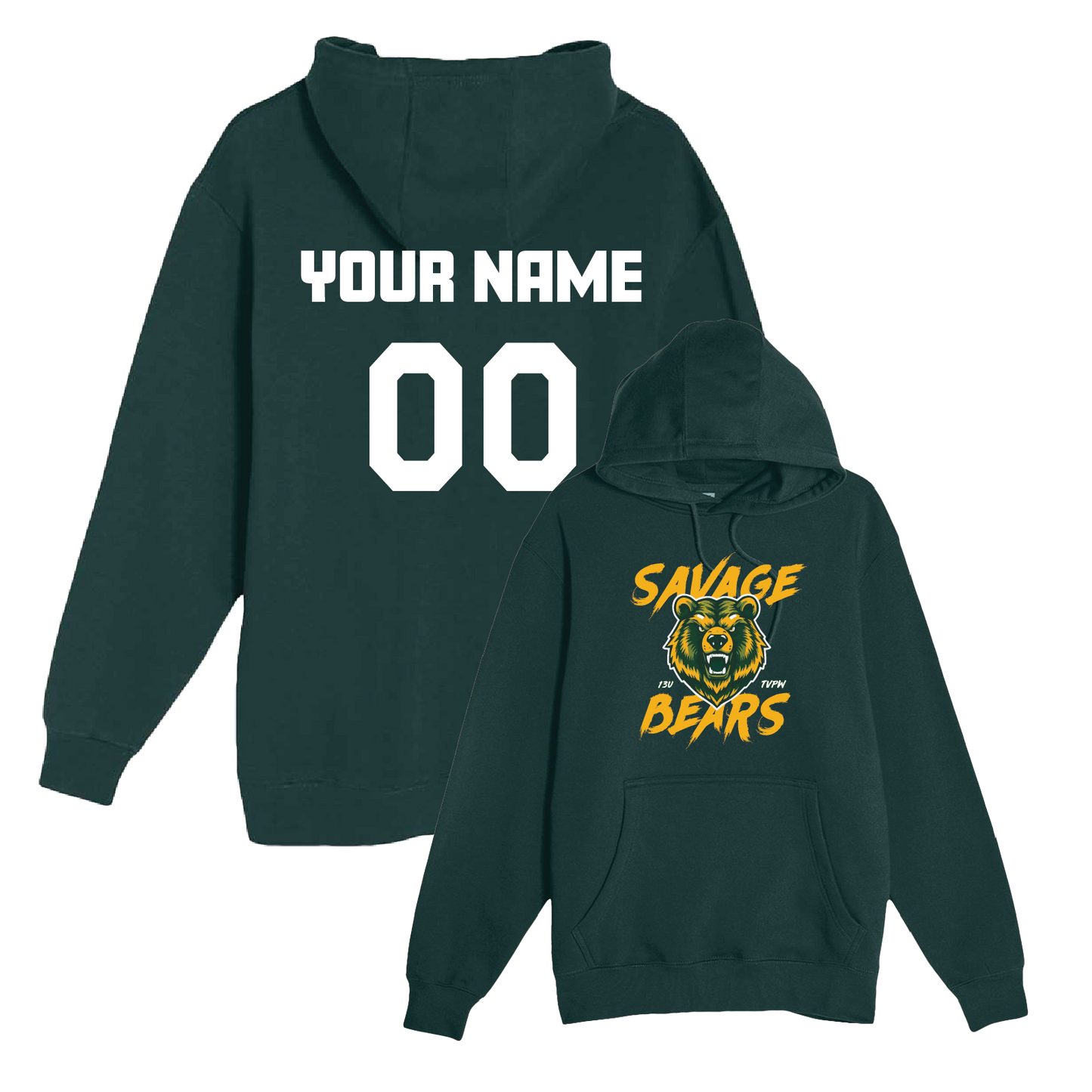 TVPW SAVAGE BEARS - Pullover Hoodie (with Personalized Jersey Back)