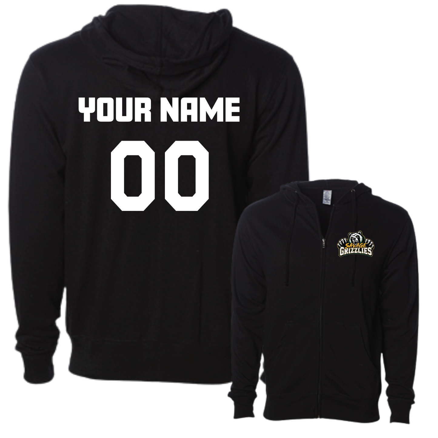 TVPW - 12U SAVAGE GRIZZLIES - Zip Up Hoodie (Adult Unisex)